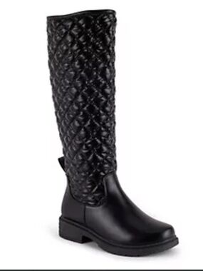 Gloria Vanderbilt Quilted Knee-High Riding Boots - Black Fletwood 7.5